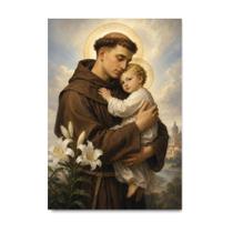 Placa Decorativa Santo Antônio Renascentista Menino 21x30cm Placa Decorativa Santo Antônio Renascentista Menino 21x30cm