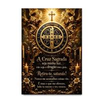 Placa Decorativa São Bento Medalha Oração Barroco Católico 30x42cm Placa Decorativa São Bento Medalha Oração Barroco Católico 30x42cm