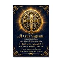Placa Decorativa São Bento Oração de Proteção Divina Medalha 40x60cm Placa Decorativa São Bento Oração de Proteção Divina Medalha 40x60cm