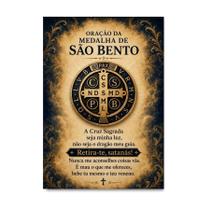 Placa Decorativa São Bento Proteção Divina Medalha 40x60cm