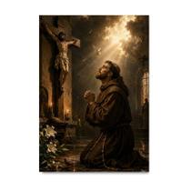 Placa Decorativa São Francisco Assis Barroco Luz 15x21cm