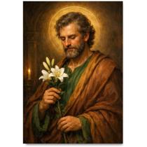 Placa Decorativa São José Santo Flor Na Mão 15x21cm Placa Decorativa São José Santo Flor Na Mão 15x21cm