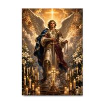 Placa Decorativa São Miguel Barroco Luz Celestial 15x21cm