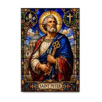 Placa Decorativa São Pedro em Vitral Sagrado 30x42cm