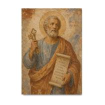 Placa Decorativa São Pedro Estilo Afresco Antigo 15x21cm