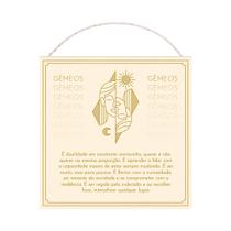 Placa Decorativa Signo de Gêmeos Pequena com Corda 14x14