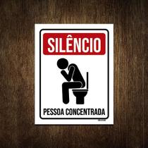 Placa Decorativa - Silêncio Pessoa Concentrada 27X35