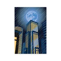 Placa Decorativa Super Heróis Geek Azul Lua MDF 30x40cm