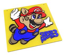 Placa Decorativa Super Mario Bros 3 Em Alto Relevo 44cm