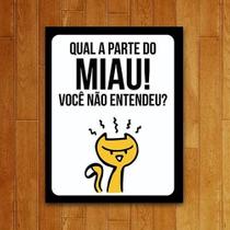 Placa Decorativa Um Sábado Qualquer Qual Parte Do Miau 27X35