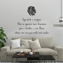 Placa Decorativa Versículo Josué 1:9 LEÃO Mdf Preto