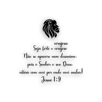 Placa Decorativa Versículo Josué 1:9 LEÃO Mdf Preto - lenhador barbudo