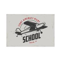Placa Decorativa Vintage Avião School 30x40cm