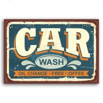 Placa Decorativa Vintage Carros Car Wash 30x40cm