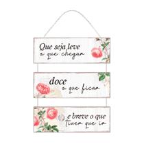 Placa Decorativa Vintage com Corda 30x50 Frase Motivacional e Rosas - PC004
