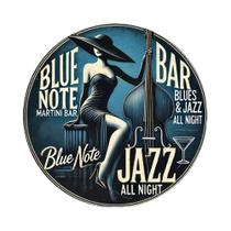 Placa Decorativa Vintage De Alumínio Blue Note Jazz Martini Bar Para Quarto