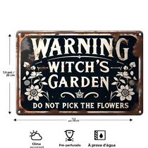 Placa Decorativa Vintage De Jardim Com Tema De Bruxa E Flores Naturais 7.9x11.9 Polegadas Para