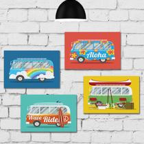 Placa Decorativa Vintage Kombi Kit 4un MDF 20x30cm