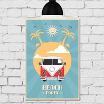 Placa Decorativa Vintage Kombi Praia 20x30cm