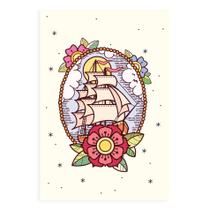 Placa Decorativa Vintage MDF Marinha Caravela 20x30cm