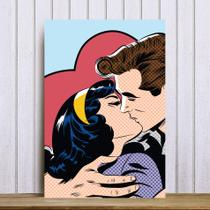 Placa Decorativa Vintage Romântica Beijo Casal Coração 30x40 Placa Decorativa Vintage Romântica Beijo Casal Coração 30x40