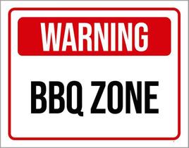 Placa Decorativa - Warning Bbq Zone 27X35