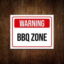 Placa Decorativa - Warning Bbq Zone 36x46