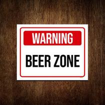 Placa Decorativa - Warning Beer Zone 36x46