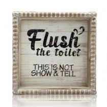 Placa decorativa ZlFart Flush Toilet Bathroom Rules White