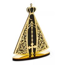 Placa Decorativo - Nossa Senhora dourado - Enfeite com Base de Mesa