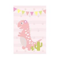 Placa Dinossauro Menina Rosa Claro 30x40cm