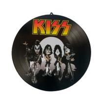 Placa Disco de Vinil Decorativo em Madeira Star - Banda Kiss