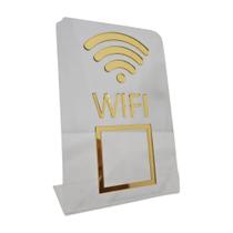 Placa Display Acrílico Transparente Wifi - Balcão Restaurante Loja - Acrílico Dourado