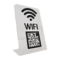 Placa Display Wifi Acrílico Transparente QR Code Acrílico Brilhante Preto