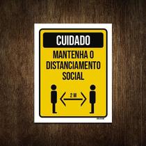 Placa Distanciamento Social Cuidado Mantenha 27X35