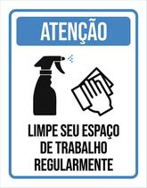 Placa Distanciamento Social Limpe Seu Espaço Trabalho 27X35