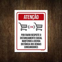 Placa Distanciamento Social Supermercado 18X23