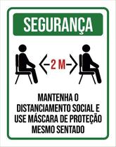 Placa Distanciamento Social Use Máscara Sentado 27X35 Placa Distanciamento Social Use Máscara Sentado 27X35