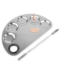 Placa e Espátula em Aço Inox para Mistura de Maquiagem