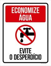 Placa Economize Água Evite Desperdício - Sinalização 27X35