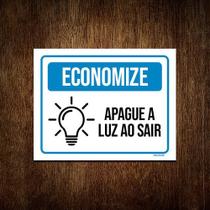 Placa Economize Apague A Luz Ao Sair 18x23