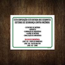 Placa Edificação Sistema Segurança Contra Incêndio 27X35