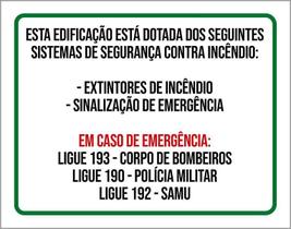 Placa Edificação Sistema Segurança Contra Incêndio 27X35