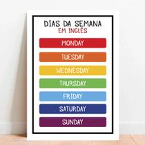 Placa Educacional Dias da Semana em Inglês Placa Educacional Dias da Semana em Inglês
