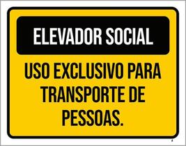 Placa Elevador Social Uso Exclusivo Transporte 18X23