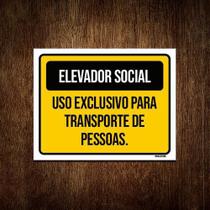 Placa Elevador Social Uso Exclusivo Transporte 27X35