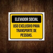 Placa Elevador Social Uso Exclusivo Transporte 36x46