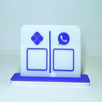 Placa em acrilico com 2 qr code para pix cor branco e lilas Placa em acrilico com 2 qr code para pix cor branco e lilas