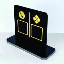 Placa em acrilico com 2 qr code para pix cor preto e dourado Placa em acrilico com 2 qr code para pix cor preto e dourado