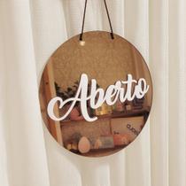 Placa em Acrílico Espelhado Bronze - Aberto e Fechado - 20cm Placa em Acrílico Espelhado Bronze - Aberto e Fechado - 20cm